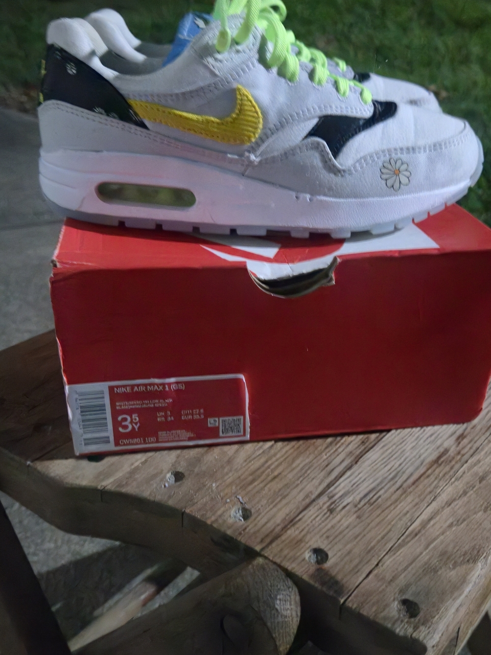 Nike Kids' White & Yellow Air Max 1 Casual Sneakers